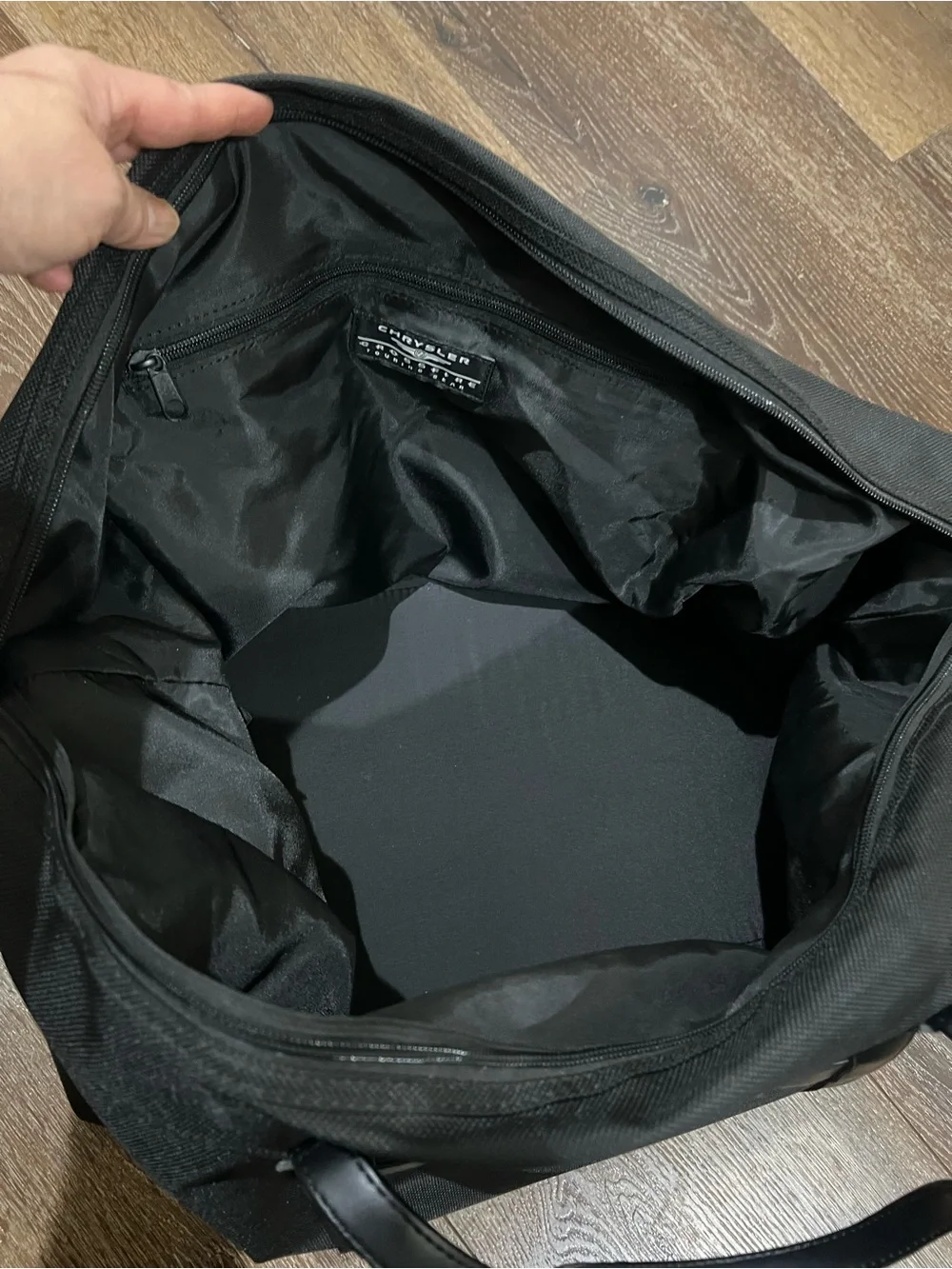 Chrysler black Nylon Travel Duffel Bag with Shoulder Strap